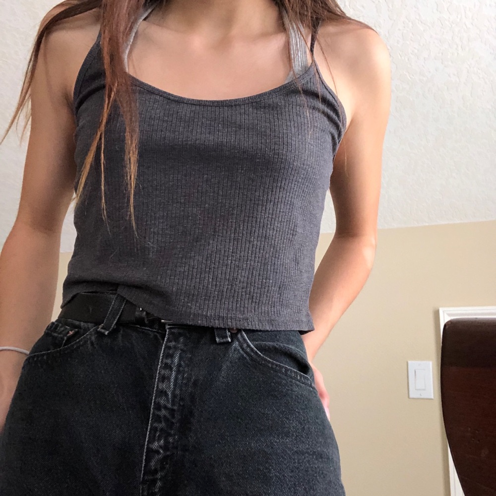 grey ribbed tank top